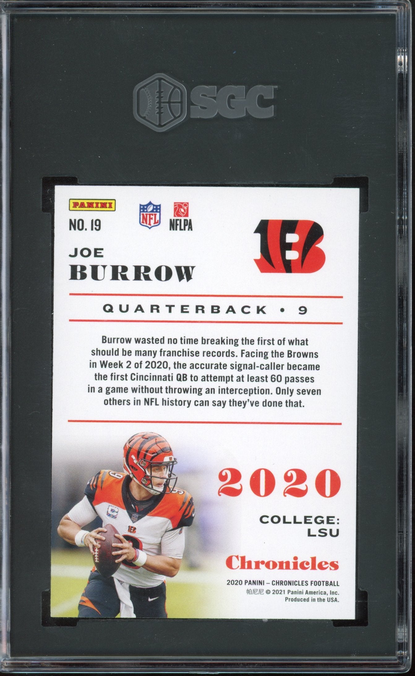 2020 Panini Chronicles Joe Burrow #19 Red 199 SGC 10