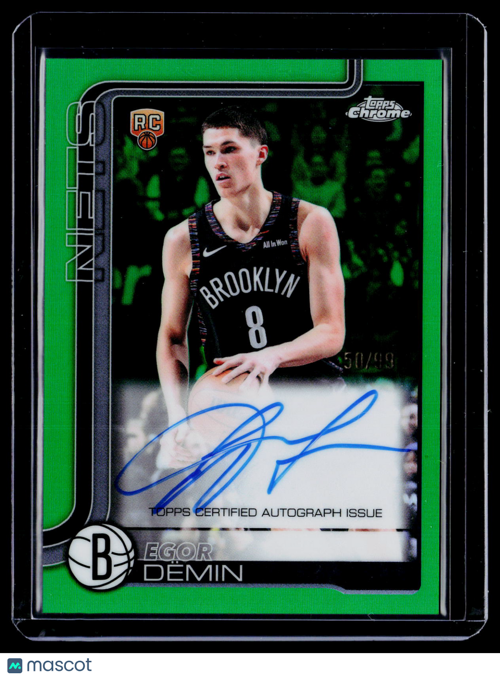 2025 Topps Chrome Update Egor Demin Rookie Green Refractor Auto 50/99