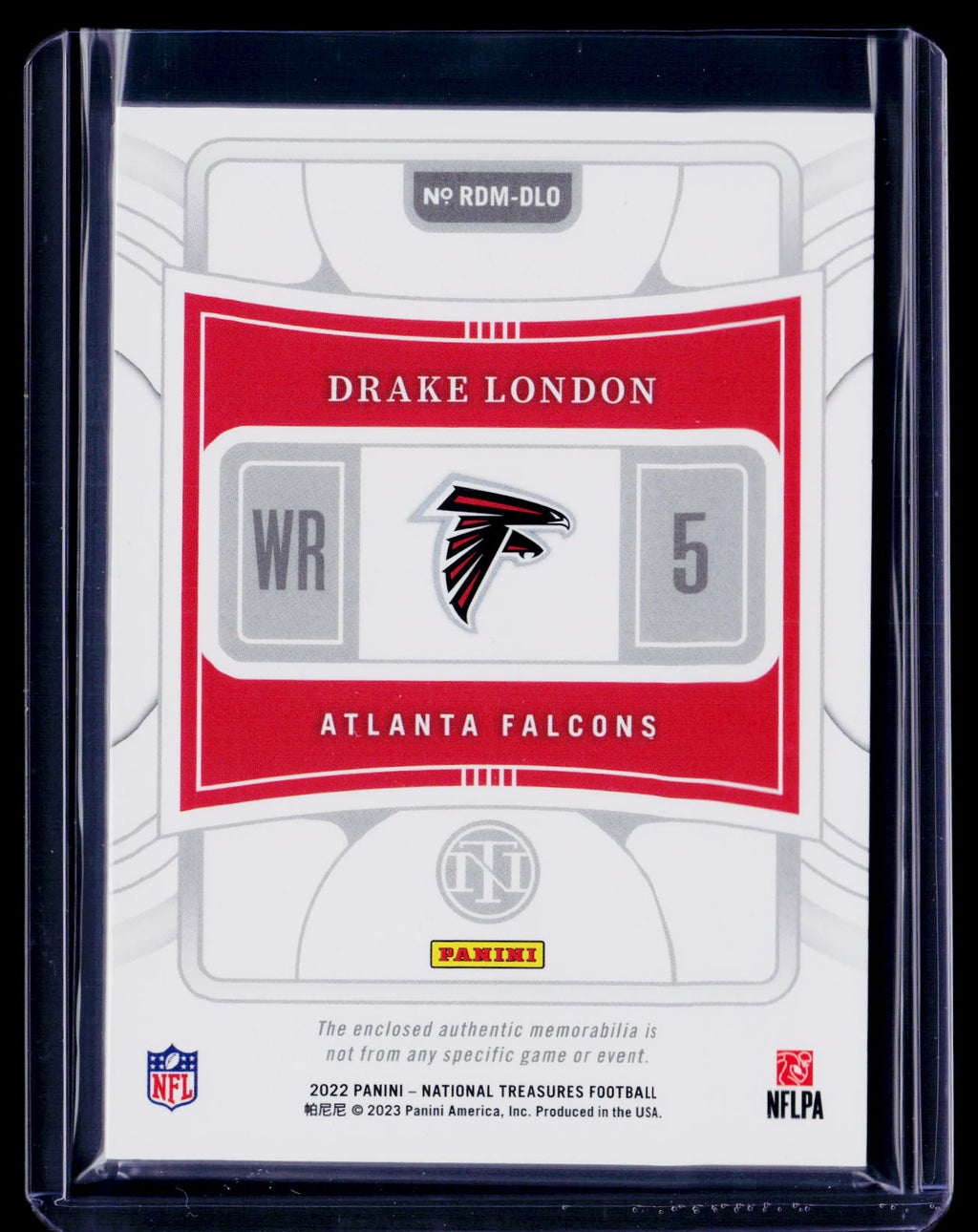 2022 National Treasures Drake London Rookie Purple 18/49 RC