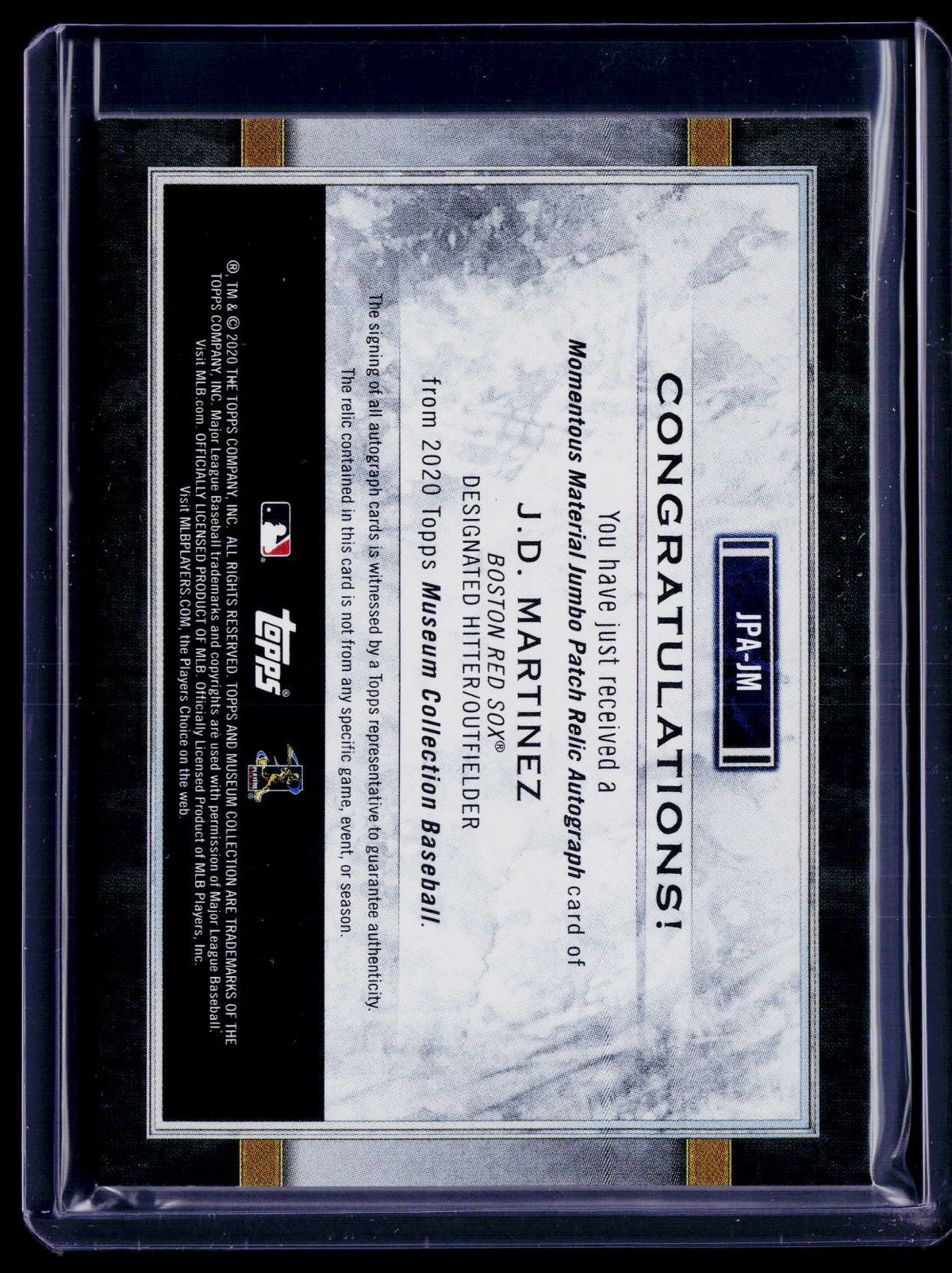 2020 Museum Collection J.D. Martinez Patch Auto 14/15