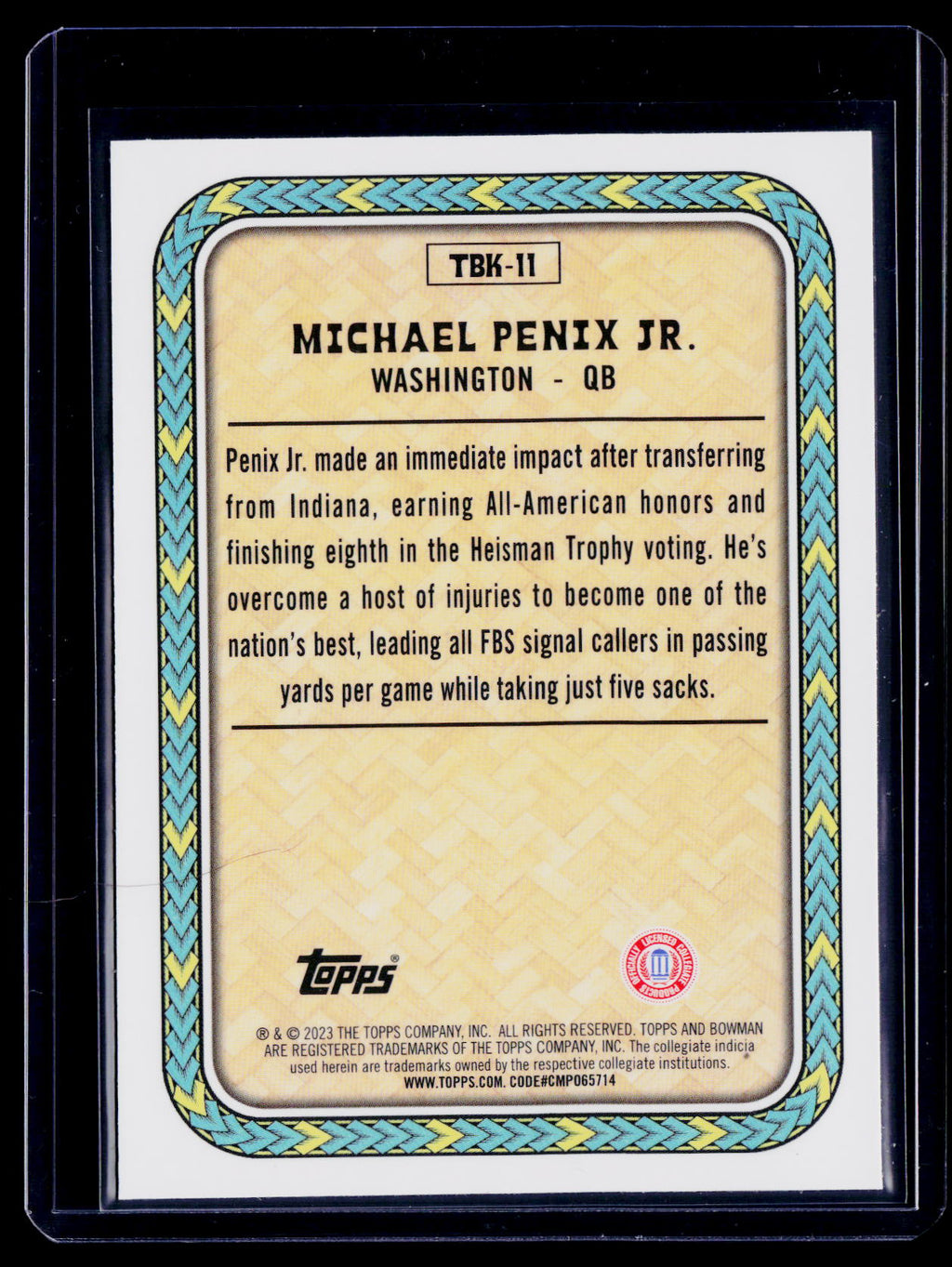 2023 Bowman Chrome University Michael Penix Jr. Big Kahuna SSP