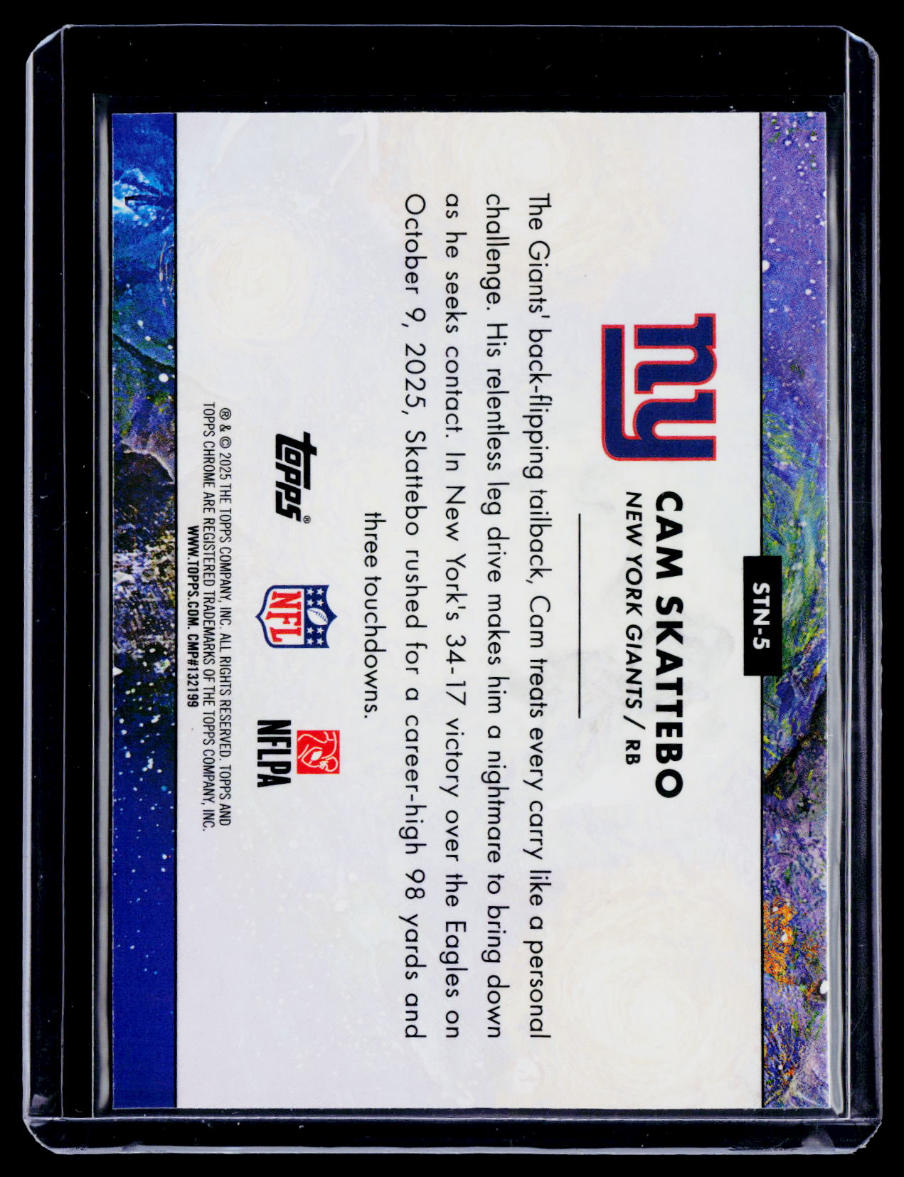 2025 Topps Chrome Cosmic Cam Skattebo Rookie Stars in the Night RC