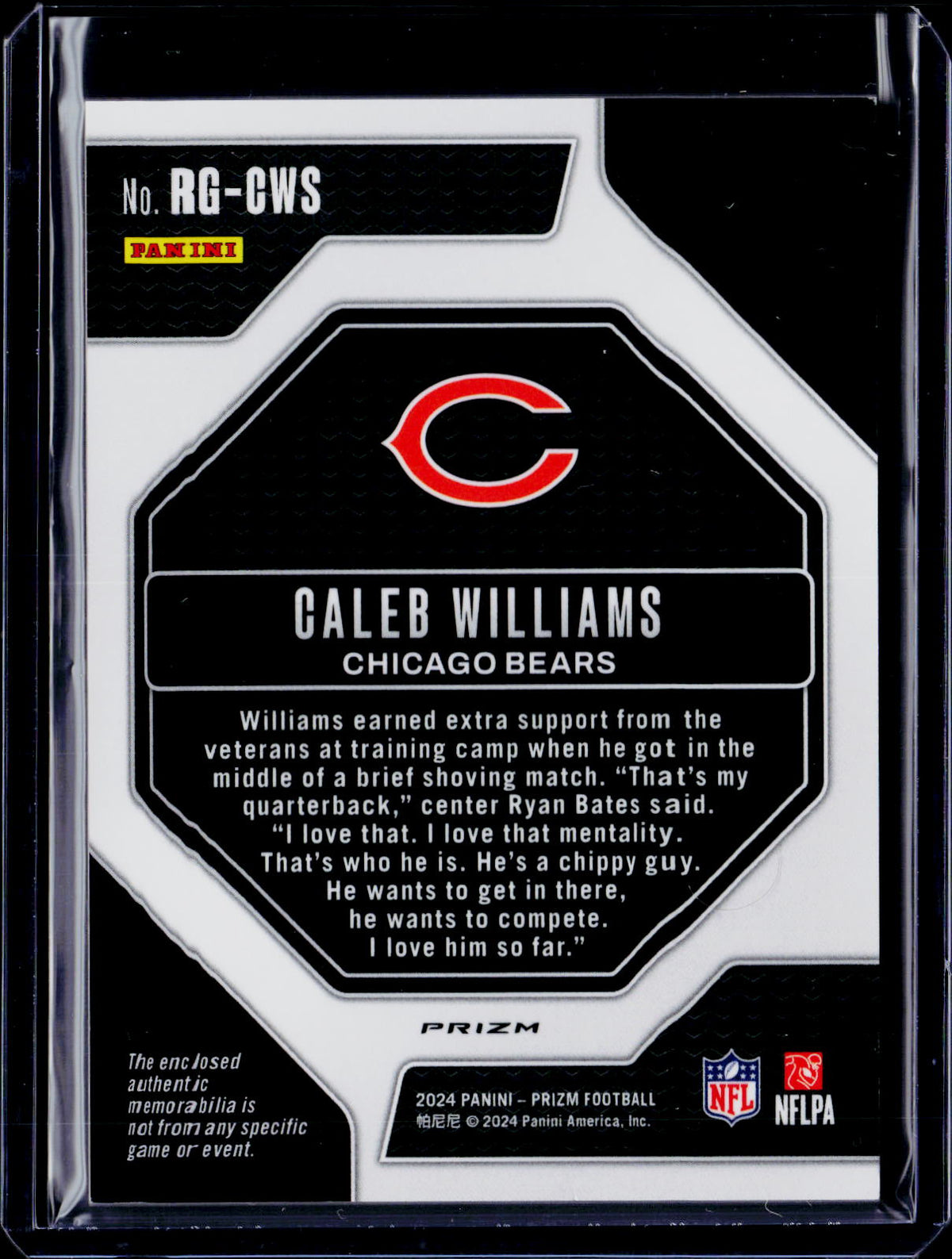 2024 Prizm Caleb Williams Rookie Gear Purple Pulsar Patch