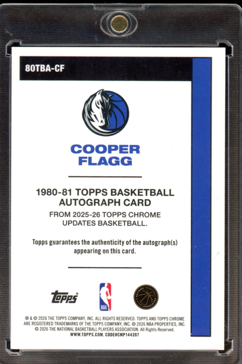2025-26 Topps Chrome Update Cooper Flagg 1980-81 Rookie Green Refractor Auto 99/99 RC
