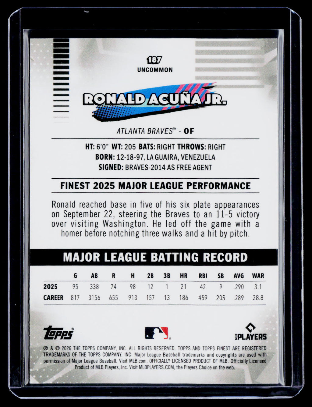 2026 Topps Finest Ronald Acuna Jr. Purple XFractor 53/75