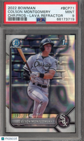 2022 Bowman Colson Montgomery Chrome Prospects Lava Refractor PSA 9