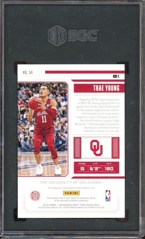 2018-19 Contenders Draft Picks Trae Young Rookie Variation Auto 18/25 SGC 9 Auto 10