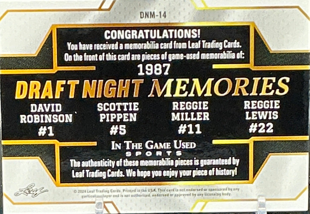 2024 Leaf Trading David Robinson, Scottie Pippen, Reggie Miller, Reggie Lewis 1987 Game Worn Patches 3/8