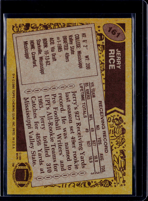 1986 Topps Jerry Rice Rookie Card