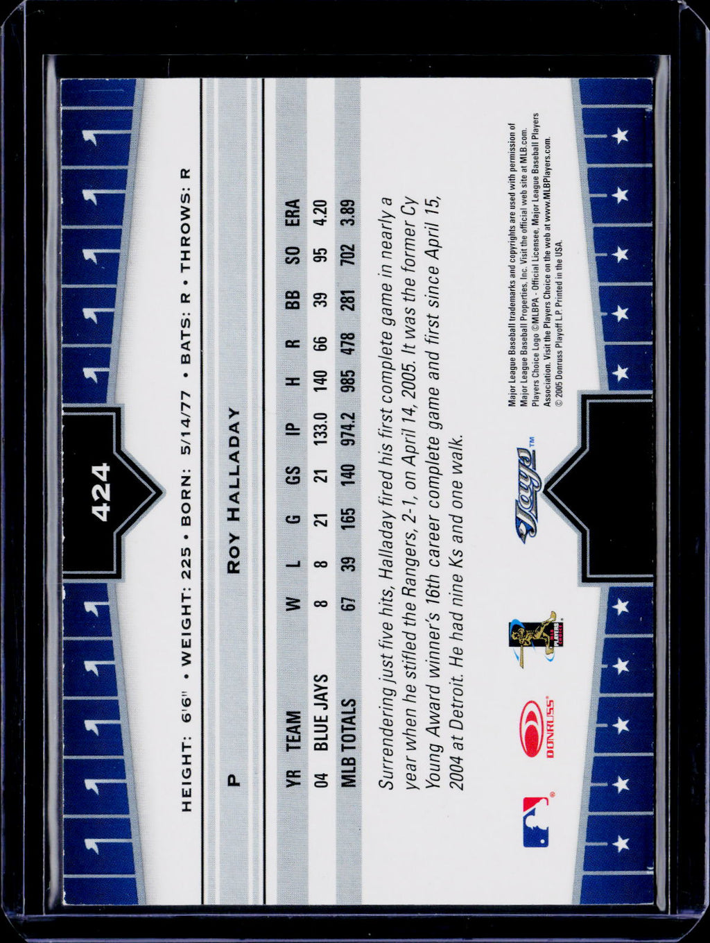 2005 Donruss Champions Roy Halladay Autograph