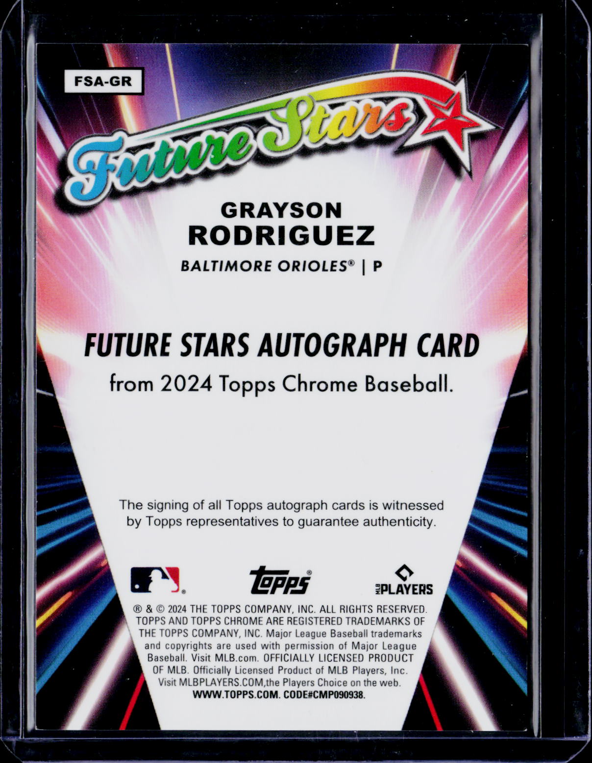 2024 Topps Chrome Grayson Rodriguez Future Stars Auto Black 10/10