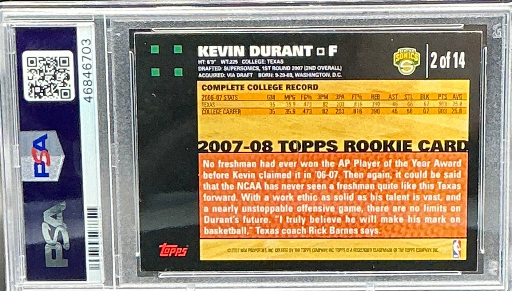 2007 Topps Rookie Card Kevin Durant