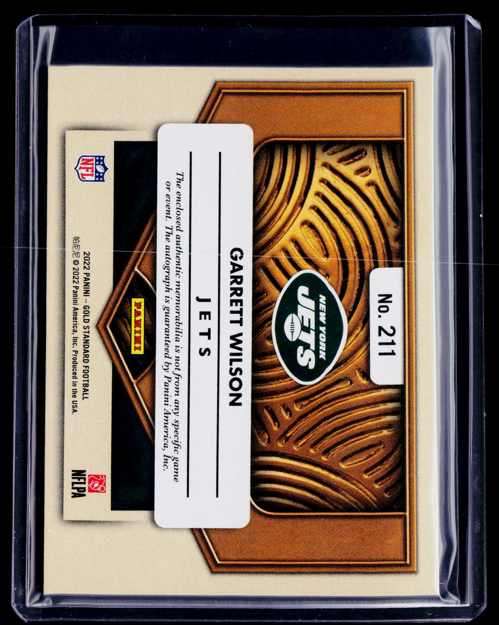 2022 Gold Standard Football Garrett Wilson Rookie Patch Auto RPA 125/199 RC