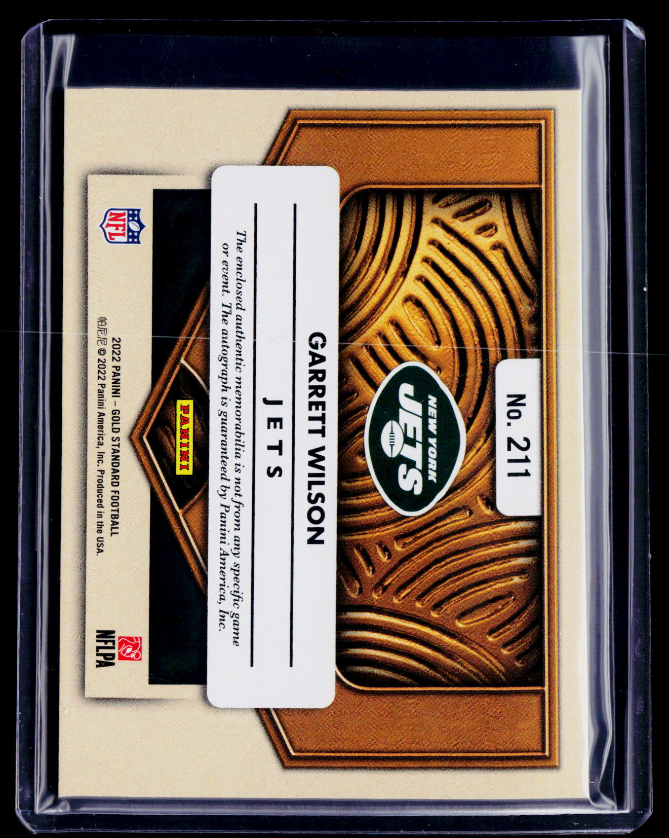 2022 Gold Standard Football Garrett Wilson Rookie Patch Auto RPA 125/199 RC