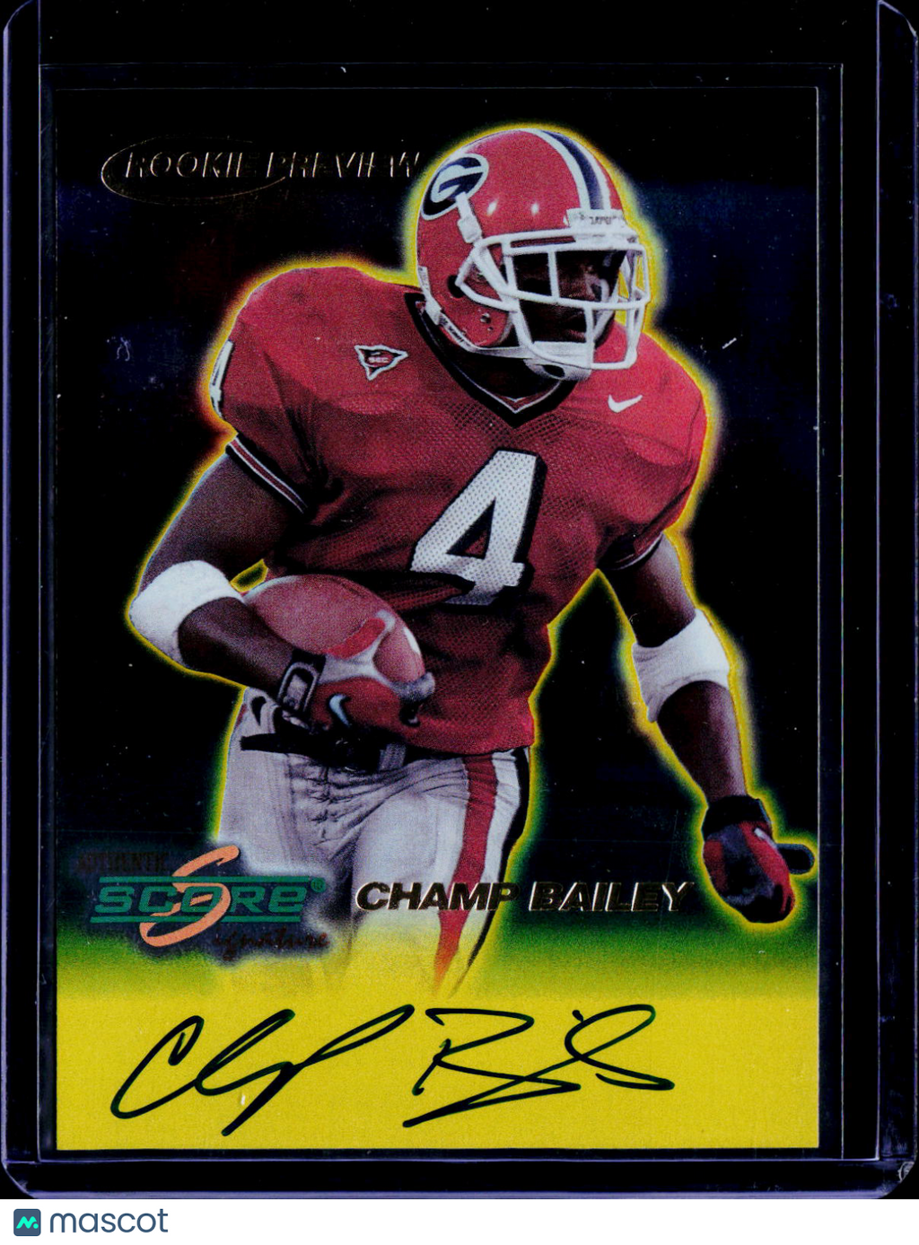 1999 Score Champ Bailey Rookie Authentic Score Signatures Auto RC