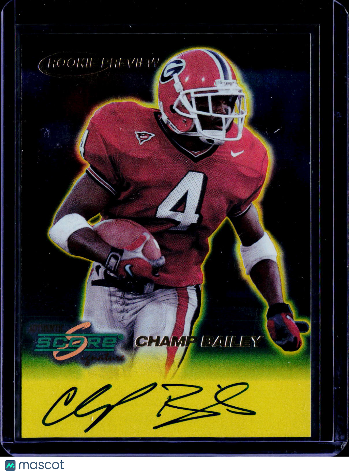 1999 Score Champ Bailey Rookie Authentic Score Signatures Auto RC