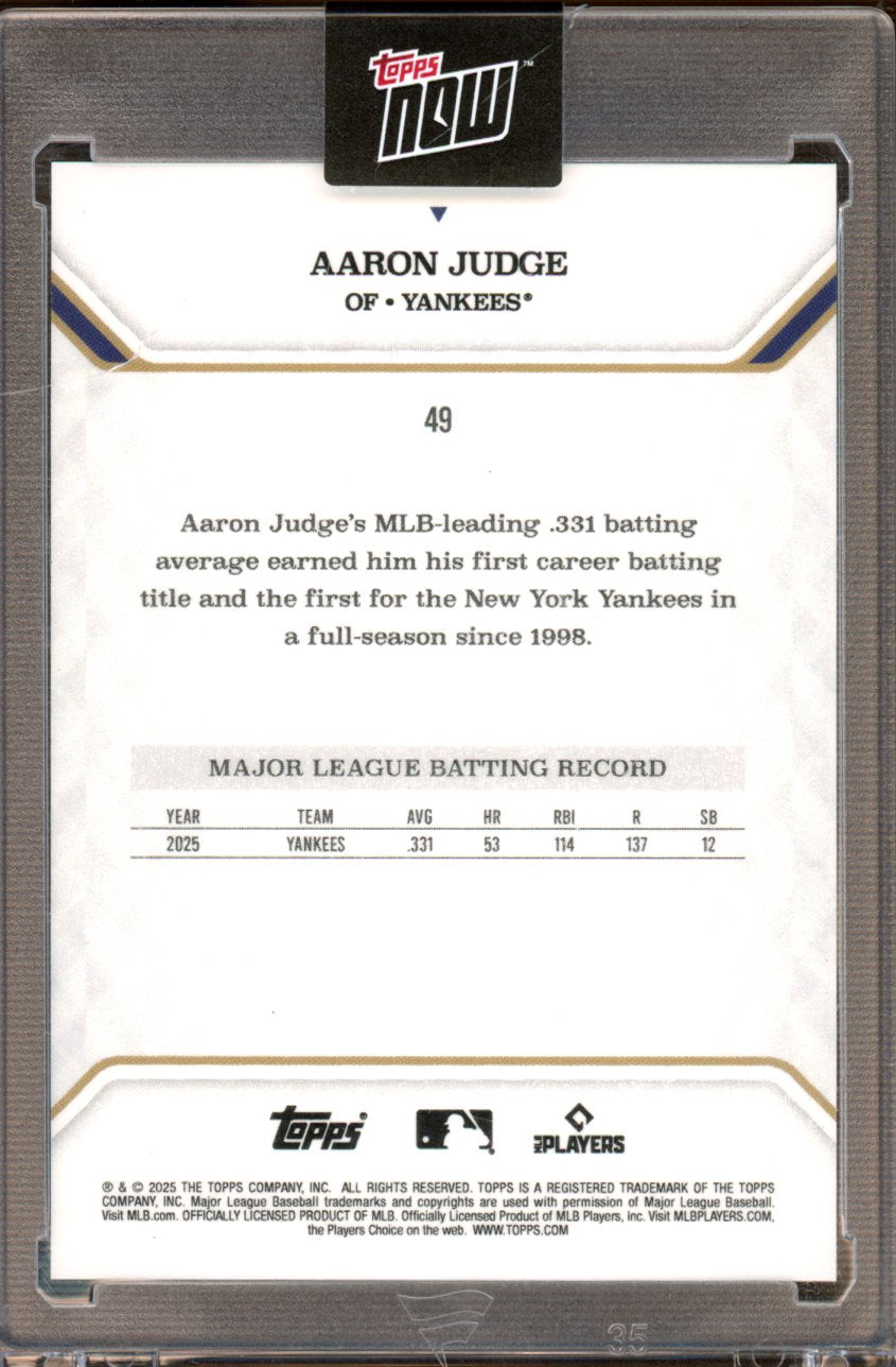 2025 Topps Now MVP Aaron Judge 80/99