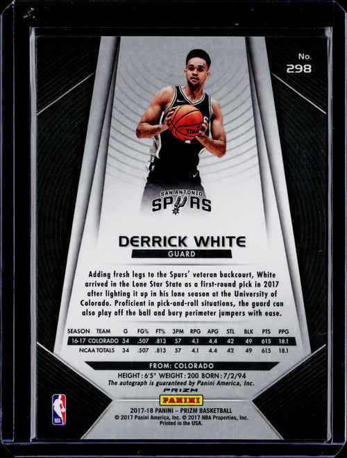2017-18 Panini Prizm Derrick White Rookie Silver Prizm Auto RC