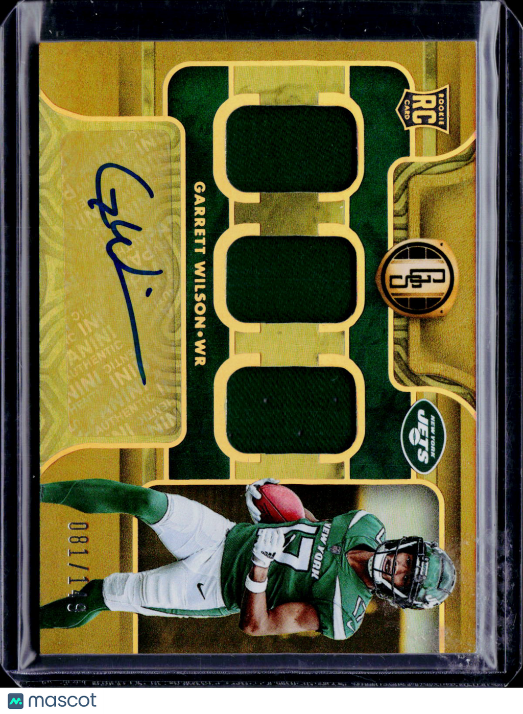 2022 Panini Gold Standard Garrett Wilson Rookie Patch Auto /149