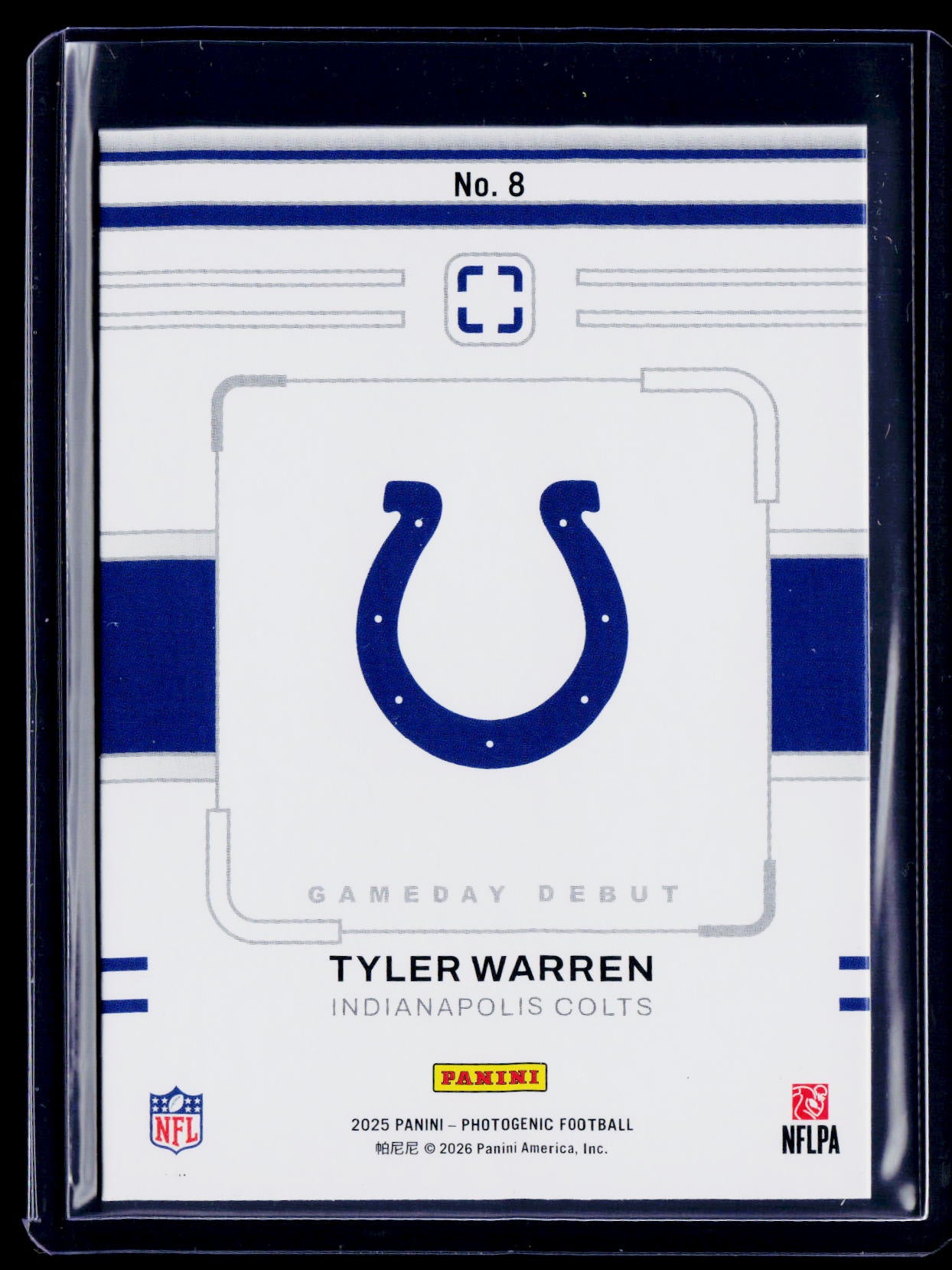 2025 Photogenic Tyler Warren Rookie Gameday Debut 5/5 RC