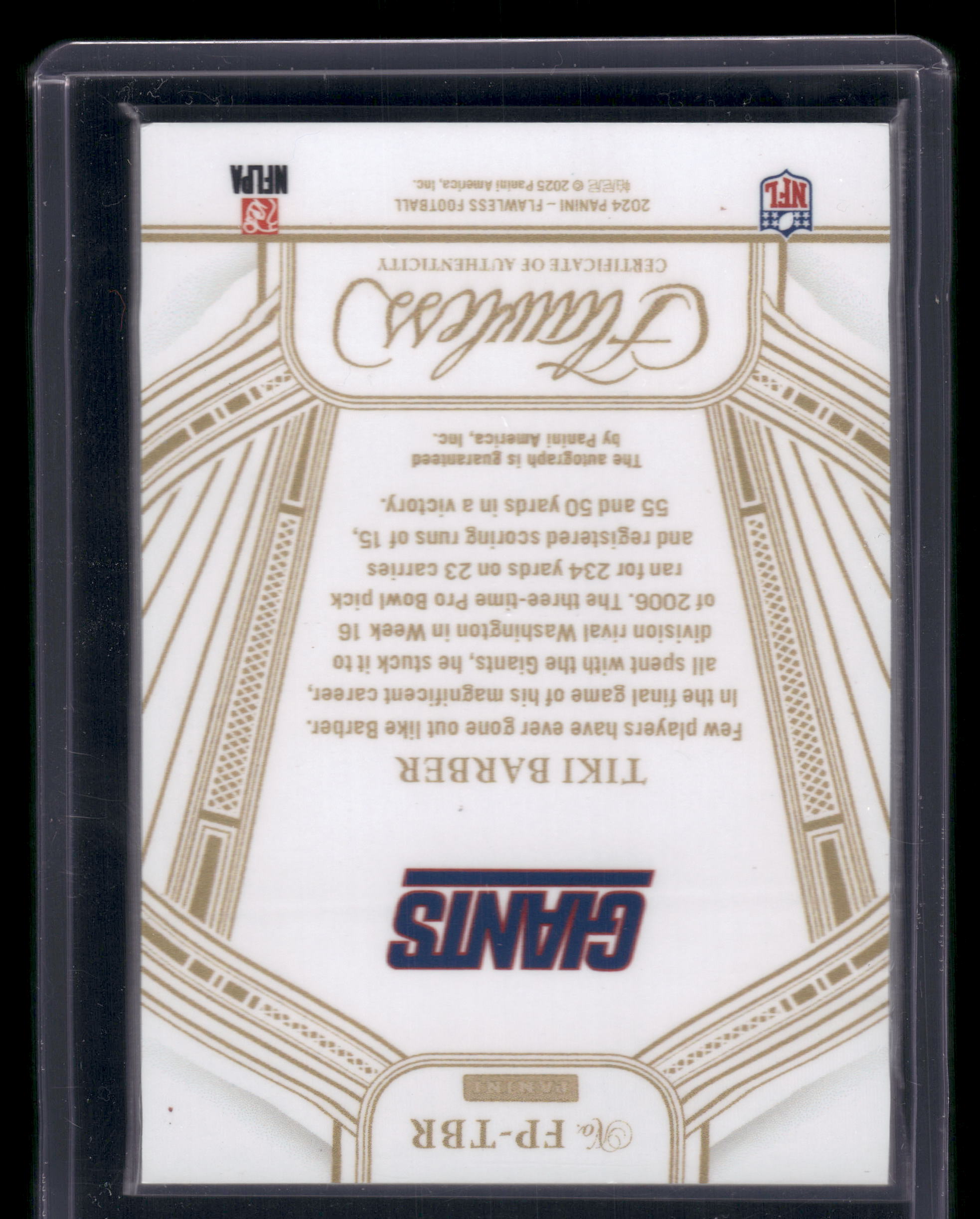 2024 Flawless Tiki Barber Flawless Performences Auto 03/15
