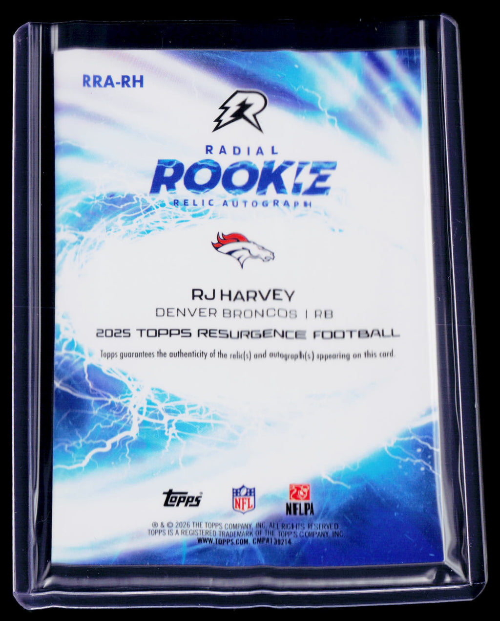 2025 Topps Resurgence RJ Harvey Rookie Patch Auto RPA RC