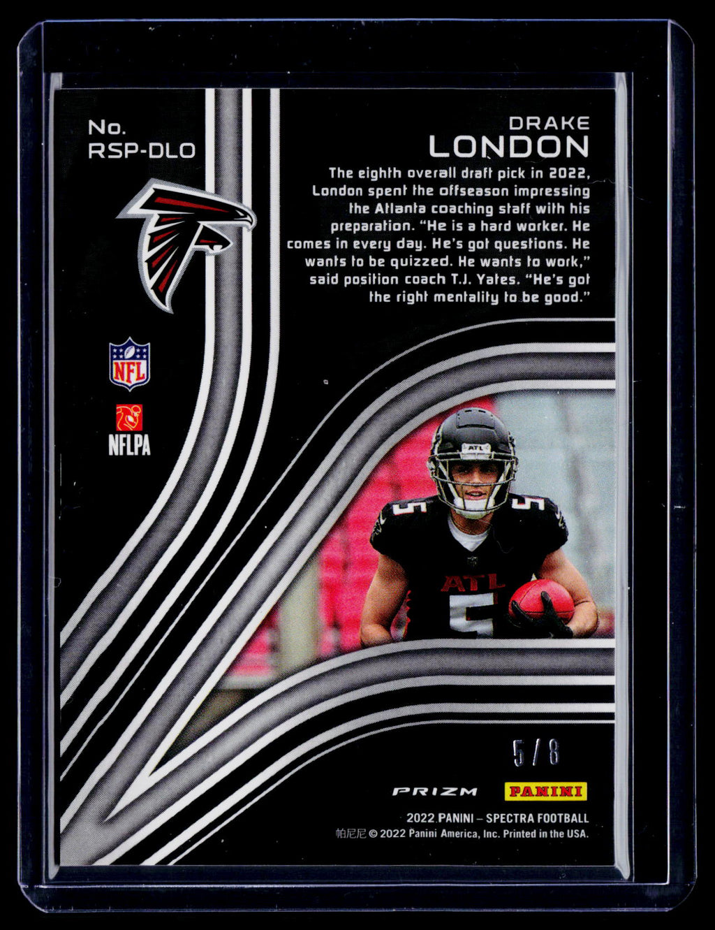 2022 Spectra Drake London Rookie Spectris 5/8 Jersey Number RC