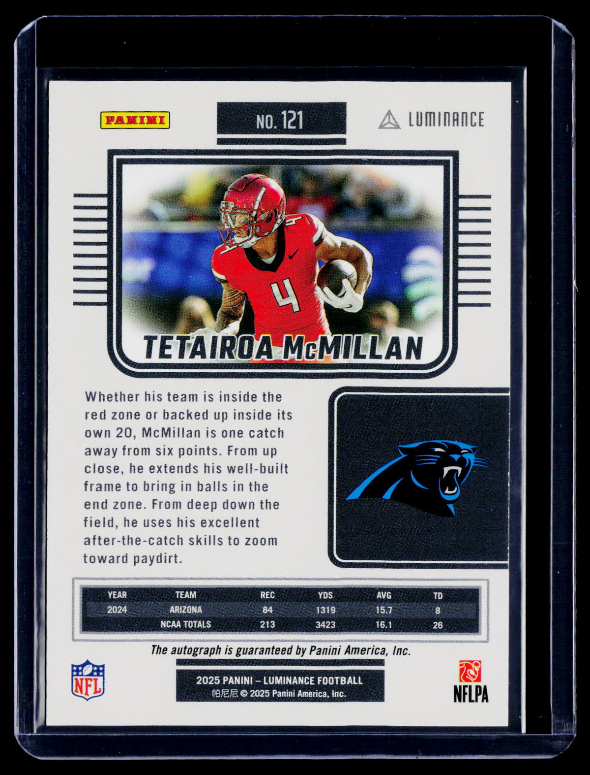 2025 Luminance Tetairoa McMillan Rookie Auto 237/300 RC
