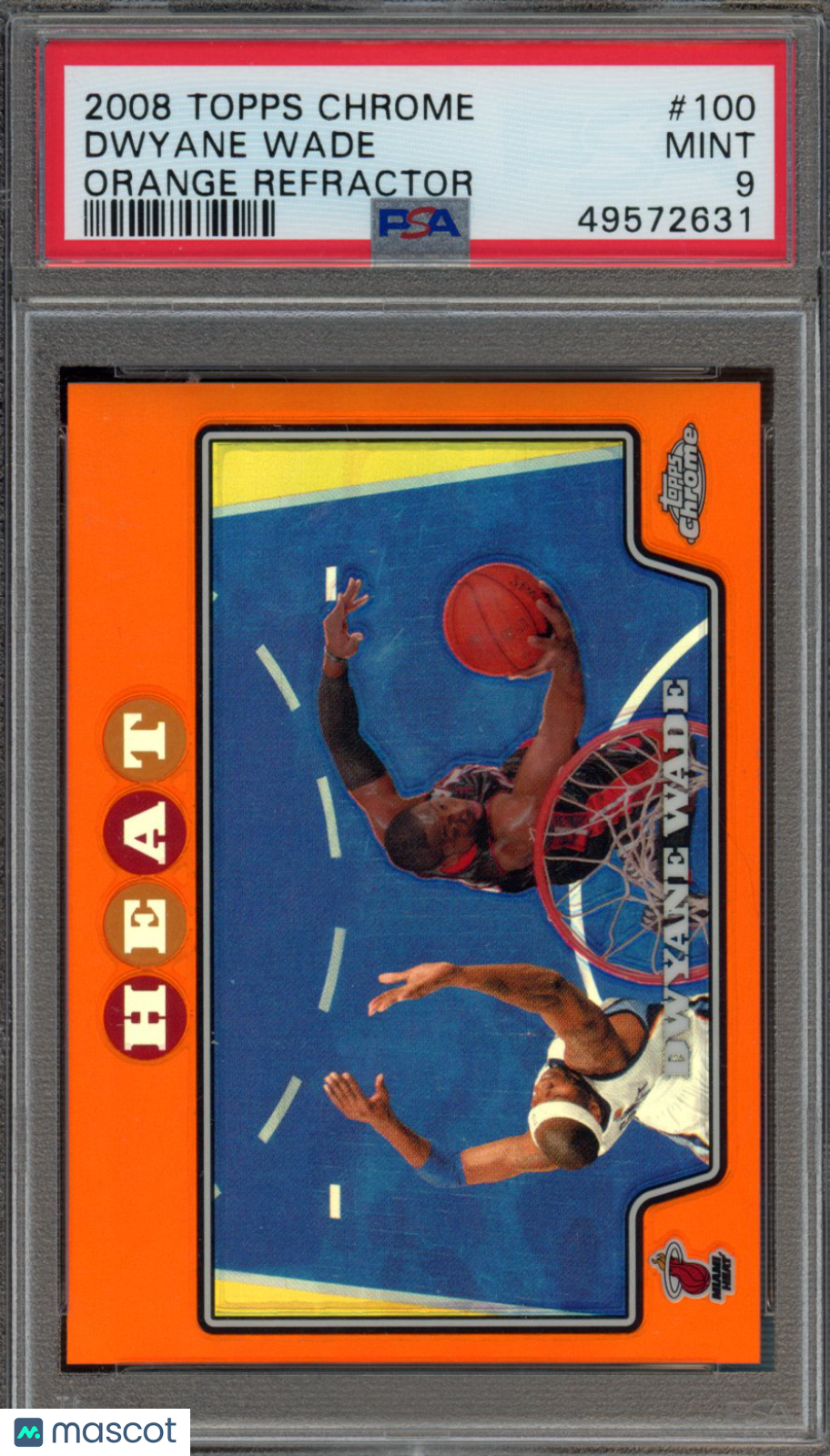 2008 Topps Chrome Dwyane Wade Orange Refractor 300/499 PSA 9