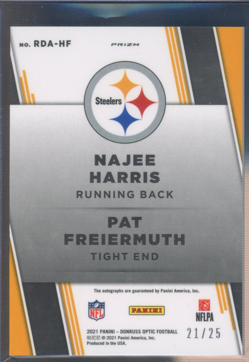 2021 Donruss Optic Najee Harris Pat Freiermuth Dual Auto 21/25 RC