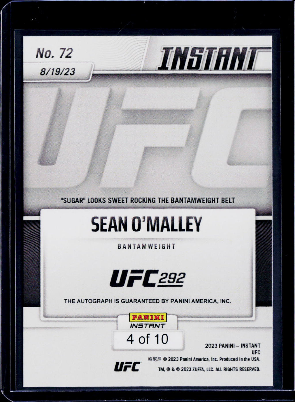 2023 Panini Instant Sean O'Malley UFC 292 Auto