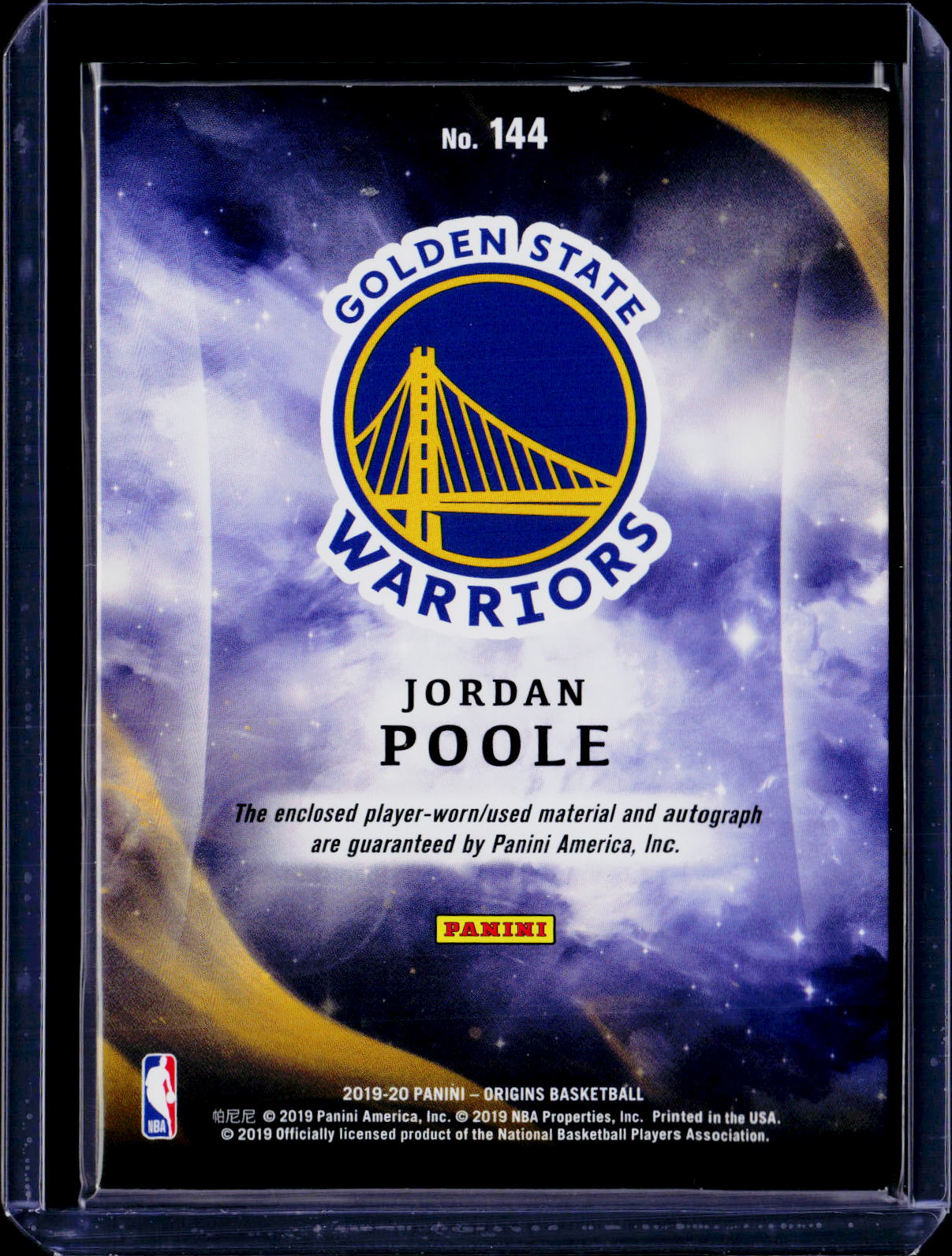 2019-2020 Origins Jordan Poole Rookie Patch Auto