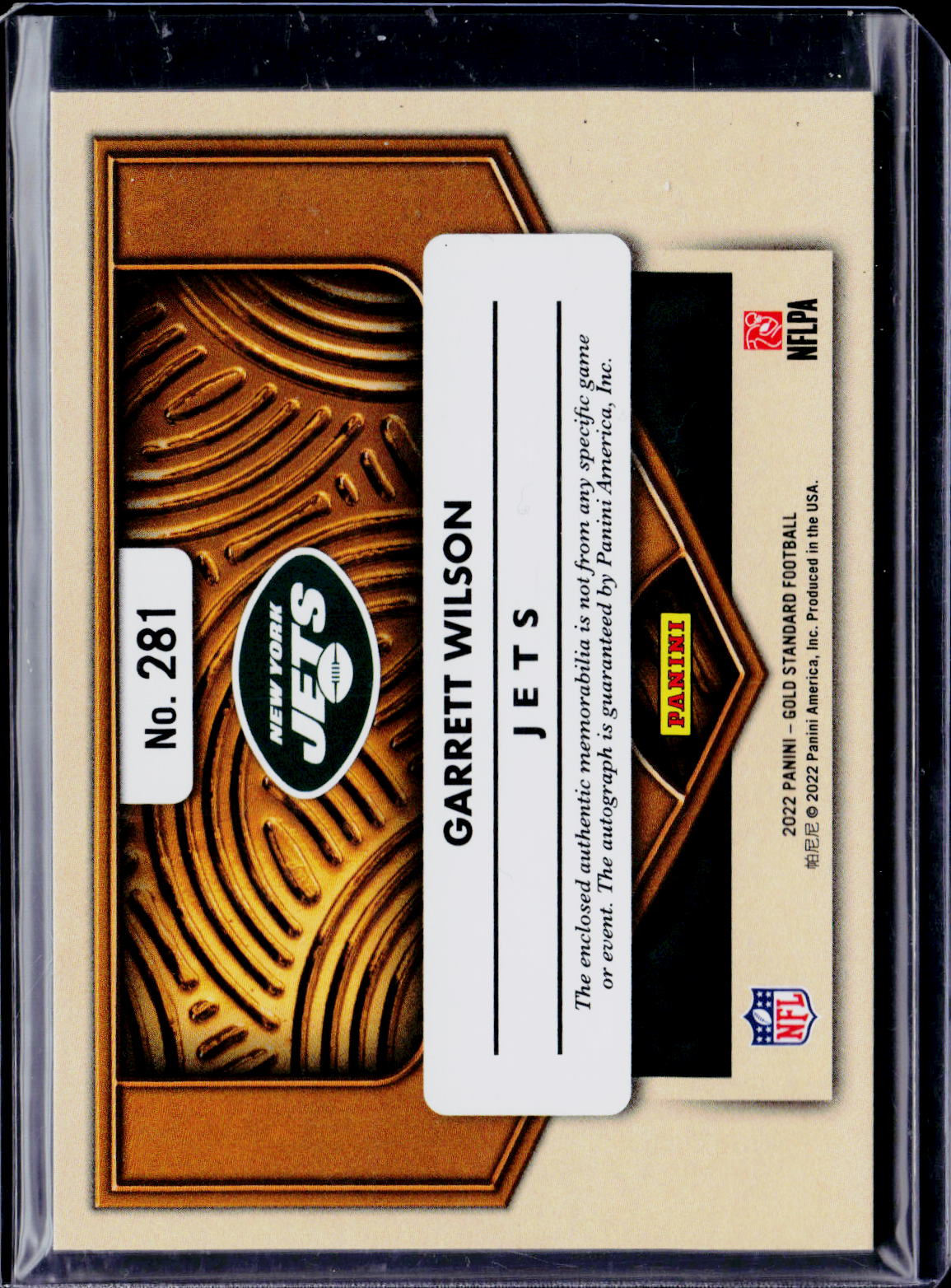 2022 Panini Gold Standard Garrett Wilson Rookie Patch Auto /149