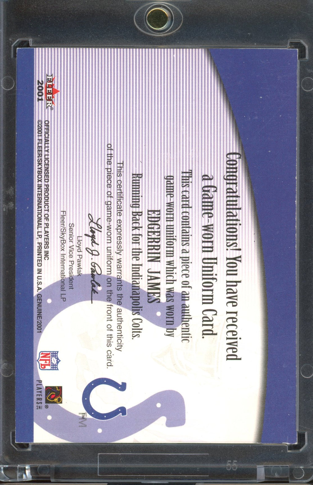 2001 Fleer Genuine Edgerrin James Names of the Game Auto 24/50