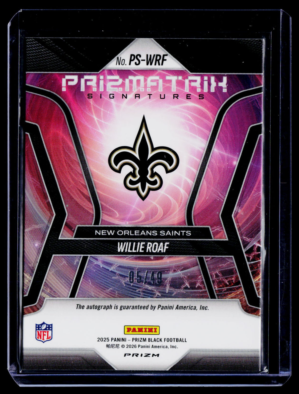 2025 Prizm Black Willie Roaf Blue Prizmatrix Auto 5/49