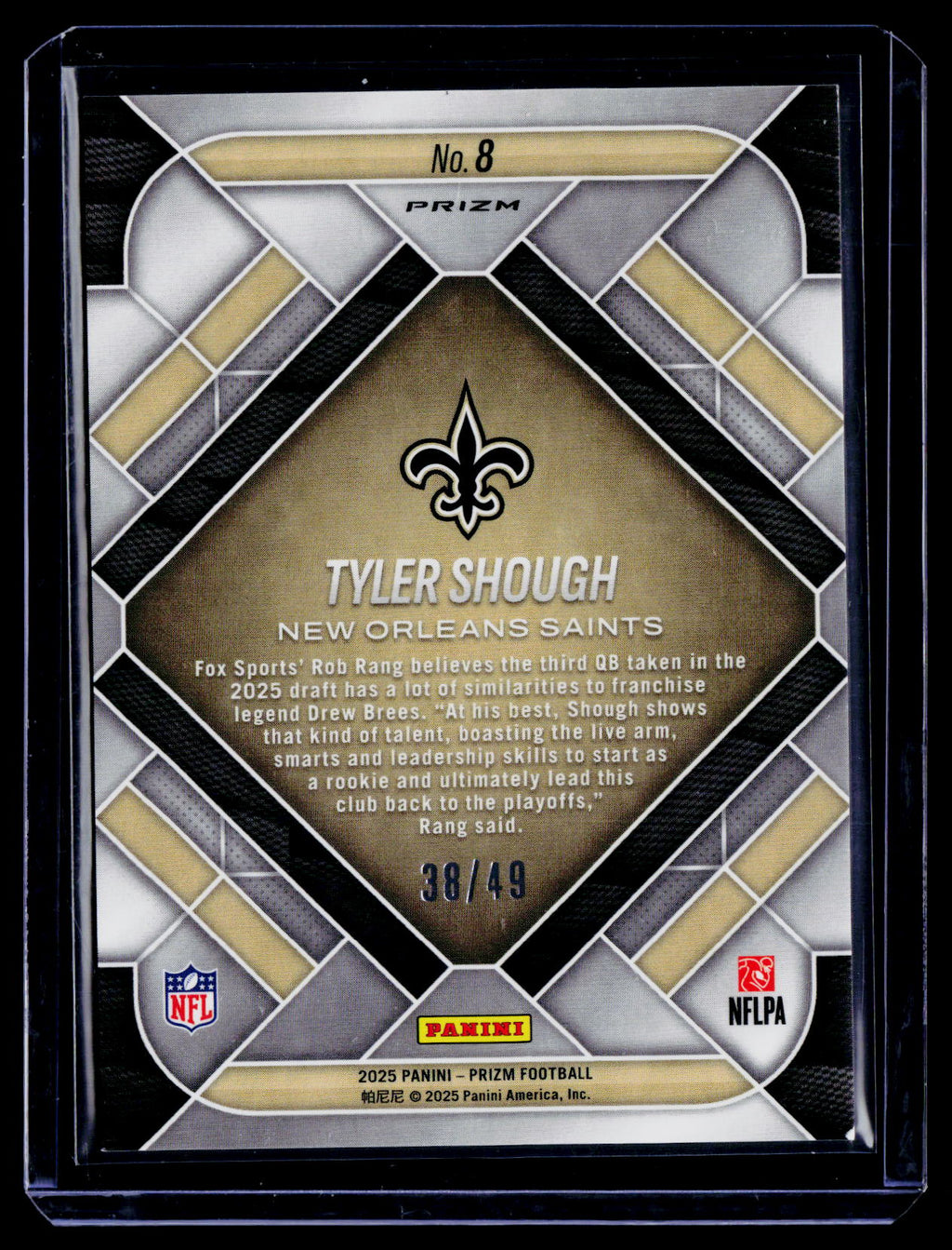 2025 Prizm Tyler Shough Rookie Emergent Purple Power 38/49 RC