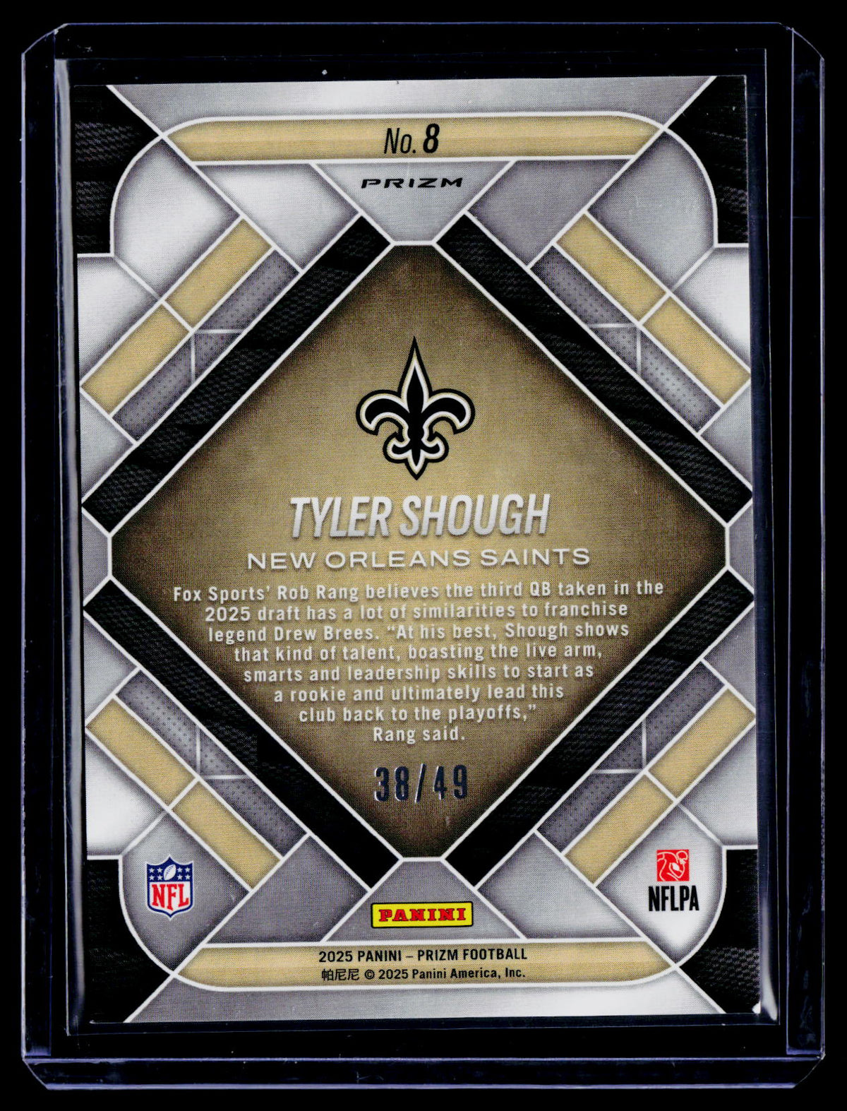 2025 Prizm Tyler Shough Rookie Emergent Purple Power 38/49 RC