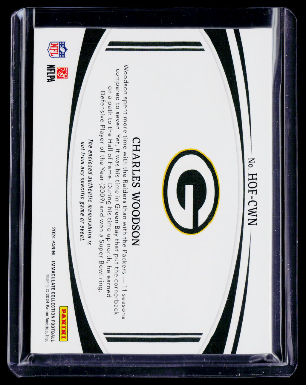 2024 Immaculate Collection Charles Woodson Hall of Fame Patch 8/10