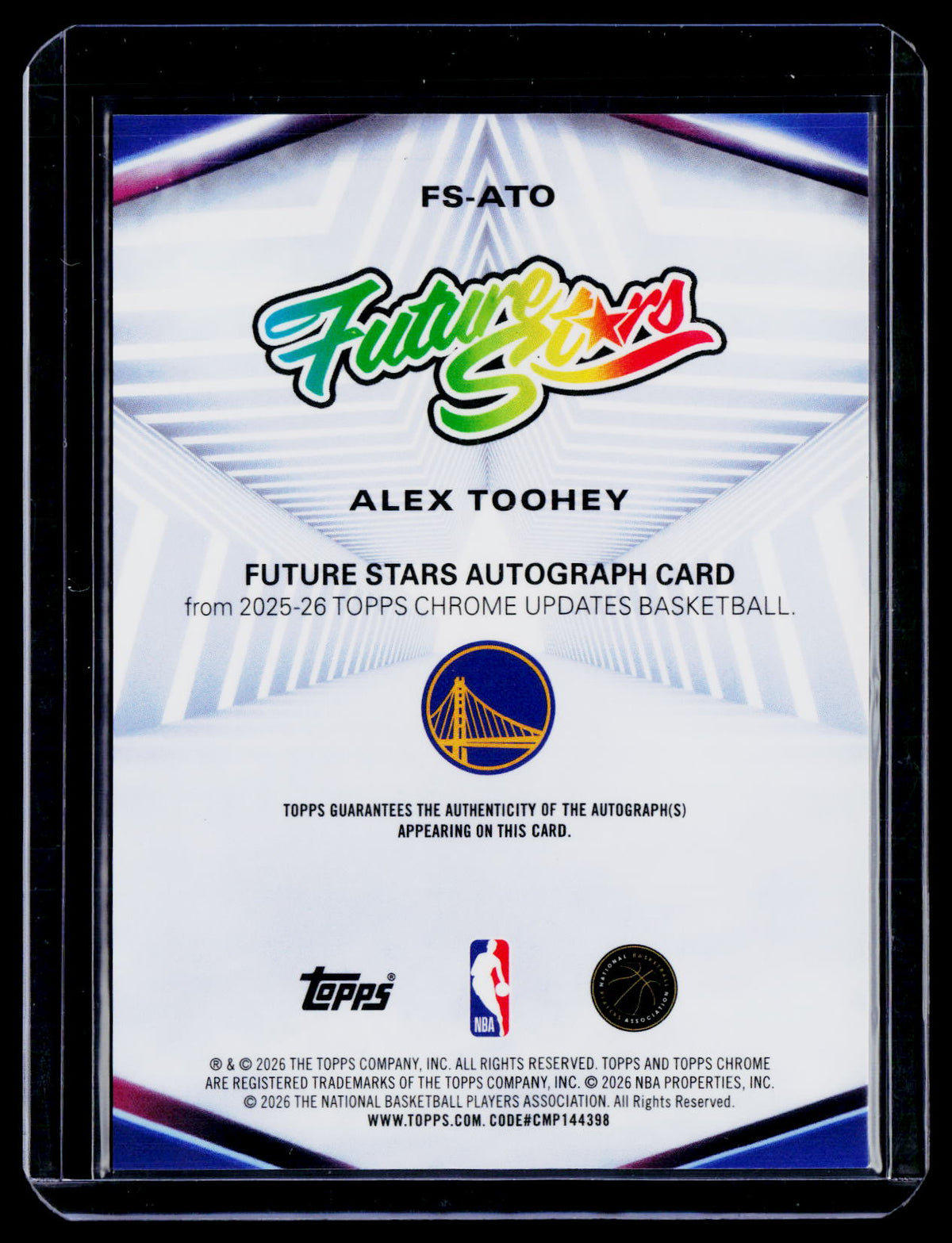 2025 Topps Chrome Update Alex Toohey Rookie Future Stars Purple Auto 67/75