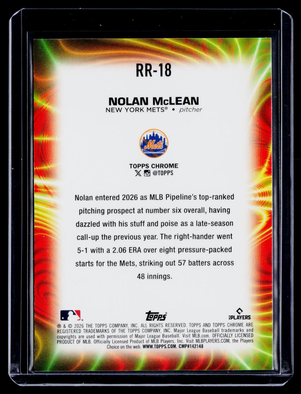 2026 Topps Chrome Nolan McLean Rookie Radiating Rookie RC