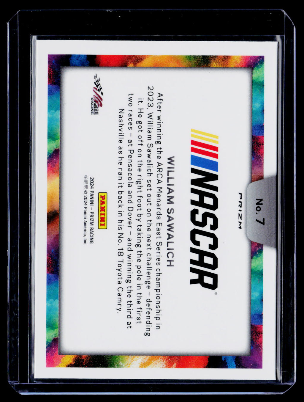 2024 Prizm NASCAR William Sawalich Rookie Color Blast RC
