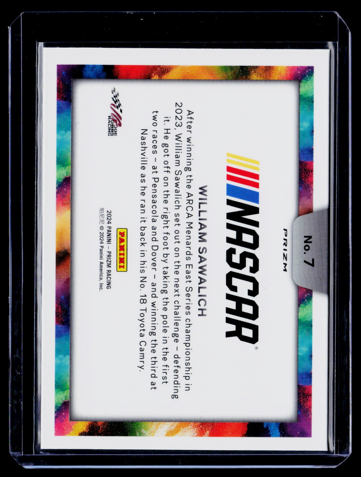 2024 Prizm NASCAR William Sawalich Rookie Color Blast RC