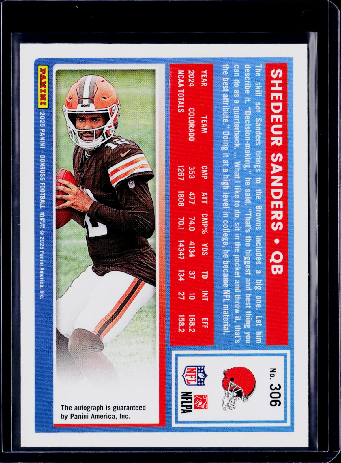 2025 Donruss Shedeur Sanders Green Press Proof Auto