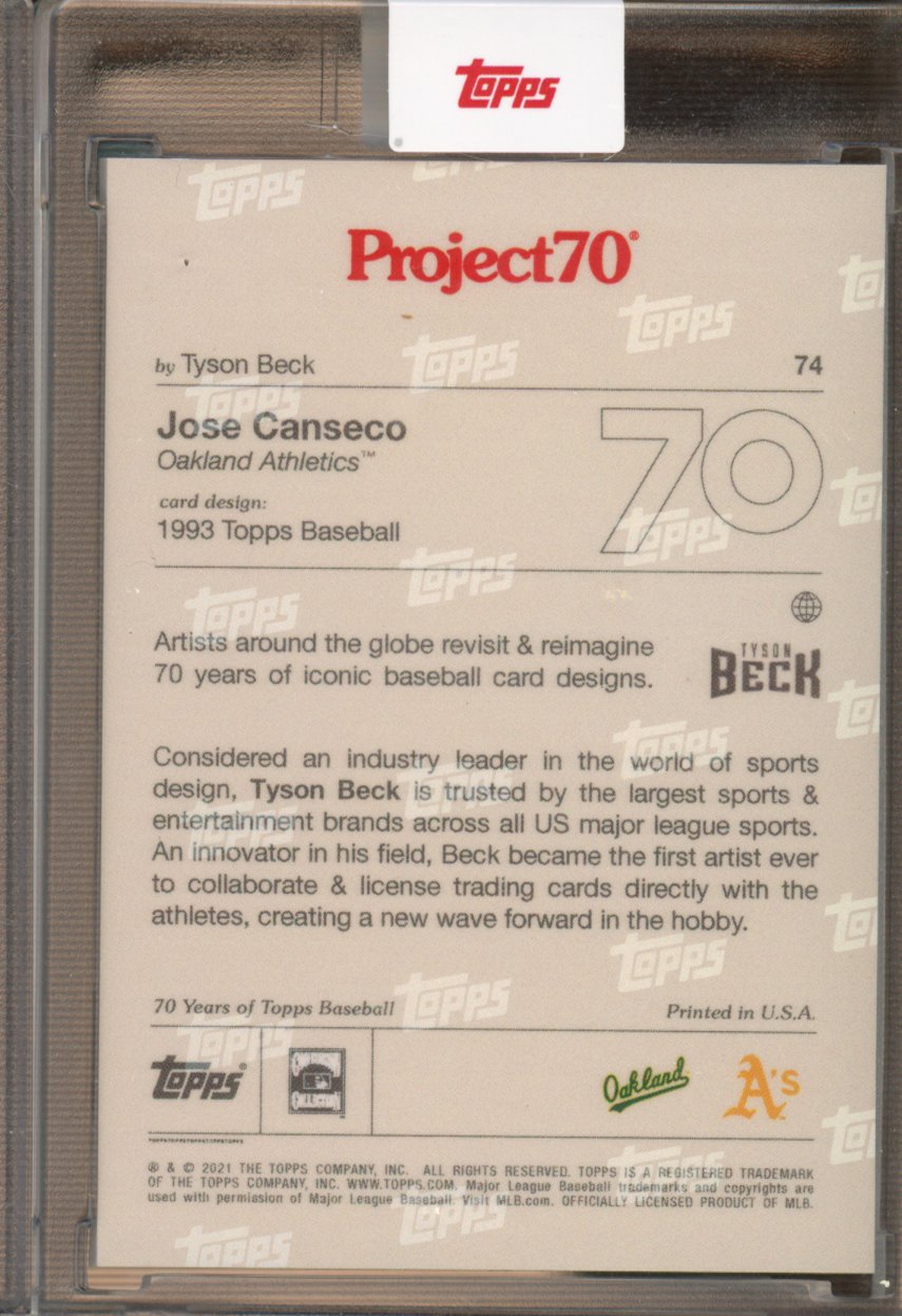 2021 Topps Project 70 Jose Canseco Tyson Beck 74