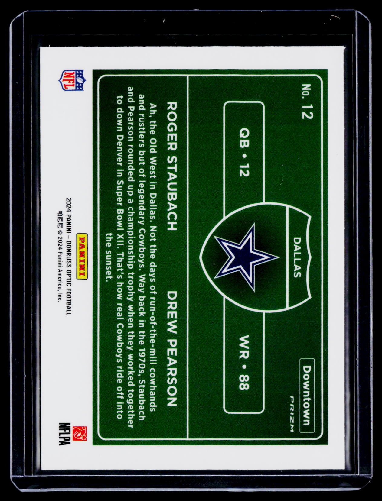 2024 Donruss Optic Roger Staubach / Drew Pearson Dual Downtown