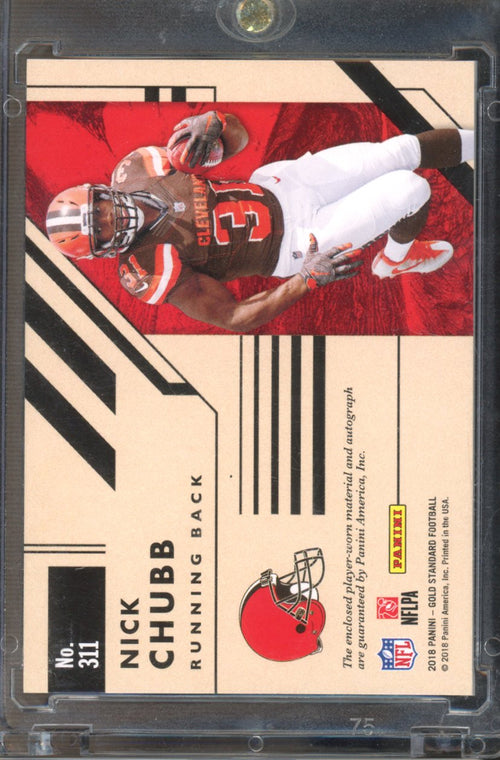 2018 Gold Standard Nick Chubb Rookie Jumbo Patch Auto 67/75 RC