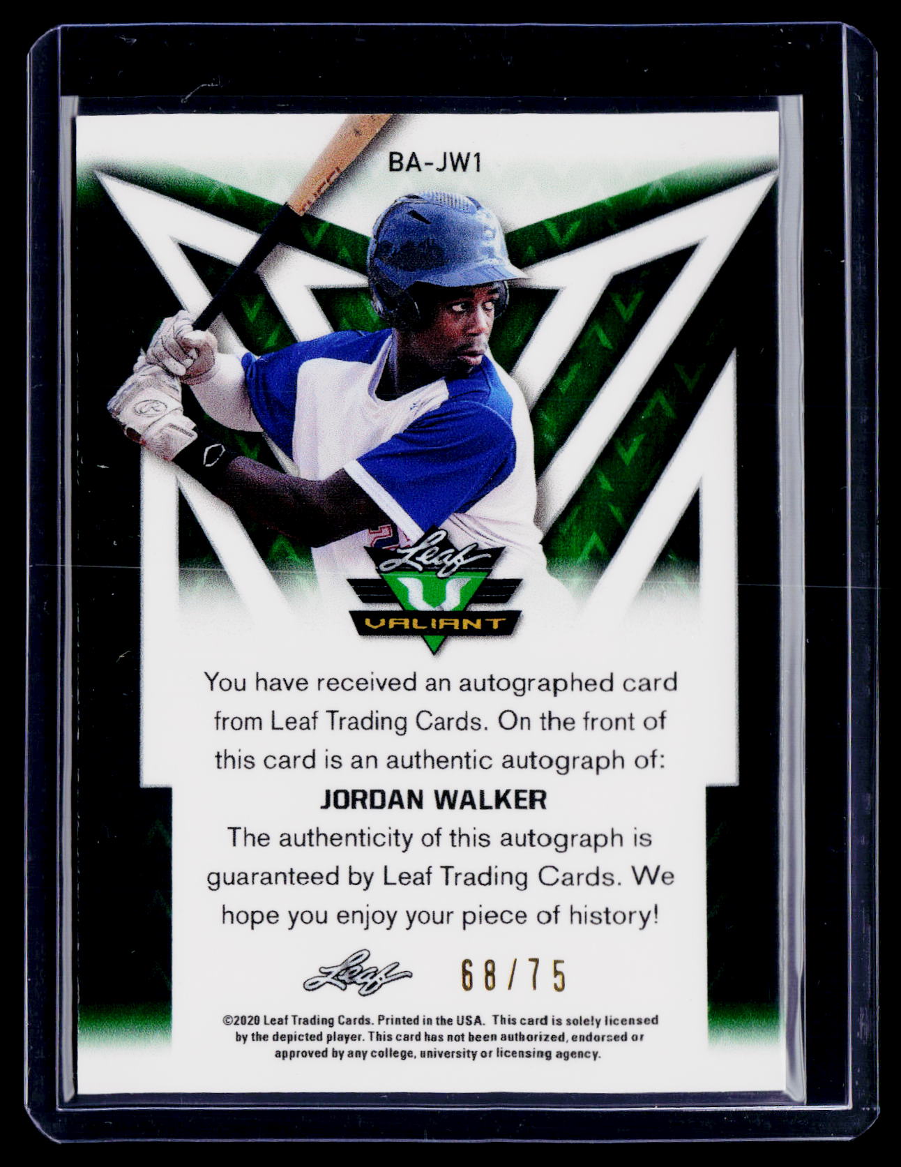 2020 Leaf Valiant Jordan Walker Orange Auto 68/75