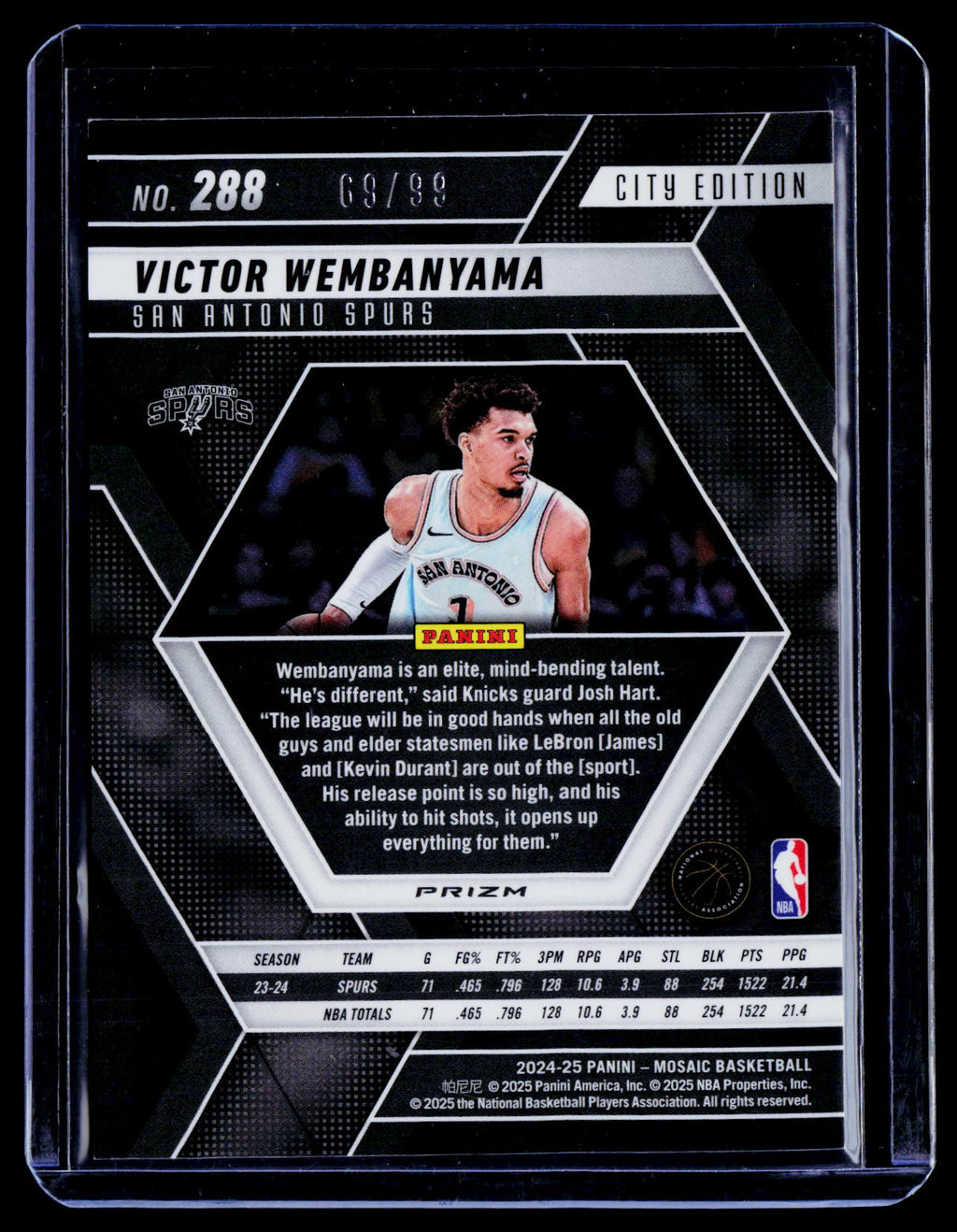 2024-25 Mosaic Victor Wembanyama City Edition Purple Mosaic 69/99