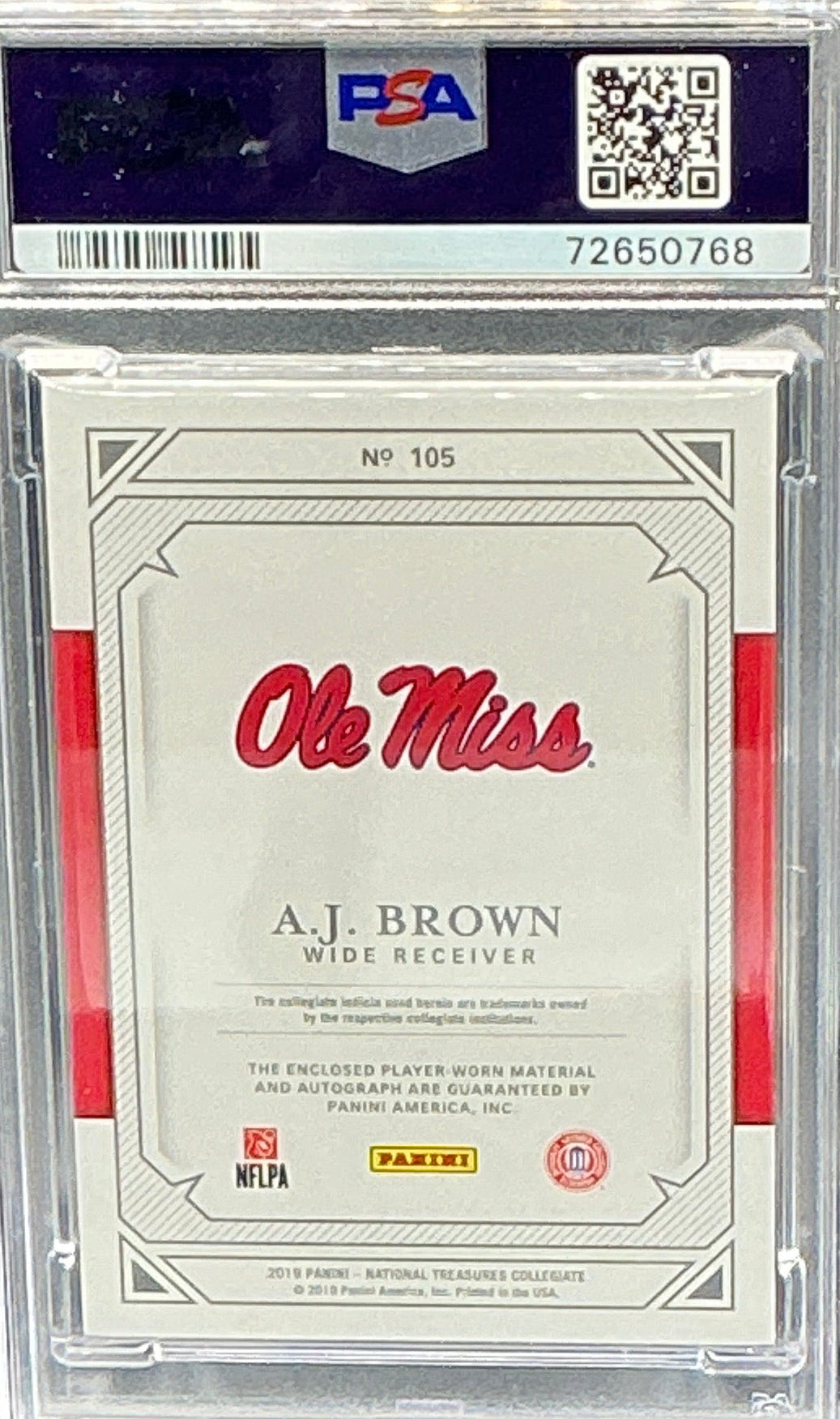 2019 National Treasures AJ Brown College Materials Signature