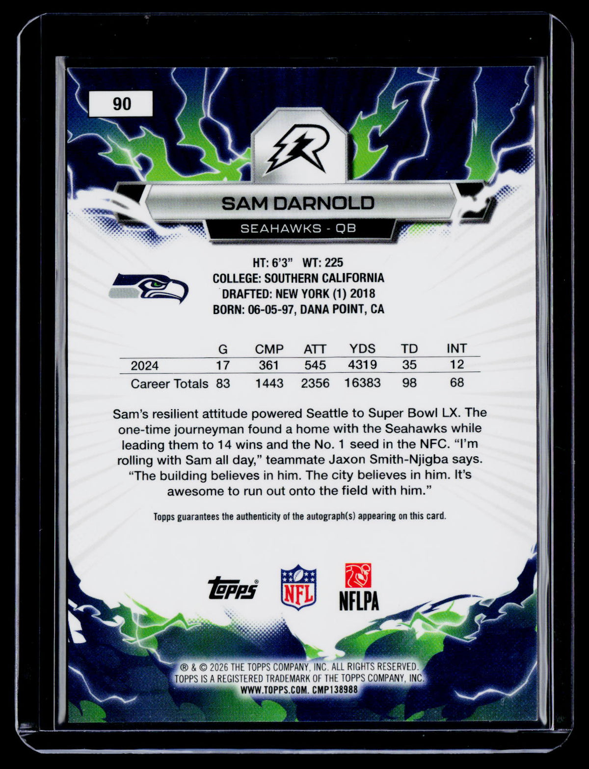 2025 Topps Resurgence Sam Darnold Gold Static Auto 10/50